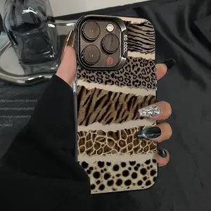 Luxury Brown Leopard Phone Case for iPhone 16 Pro X XS MAX 11 12 13 14 15 Plus Series Case Smartphone Accessories Shockproof Anti-slip PHONE Protective Cover Matte Magnetic casetify luxury  phone iphone 16  case iphone 15 pro max  screen 3d r