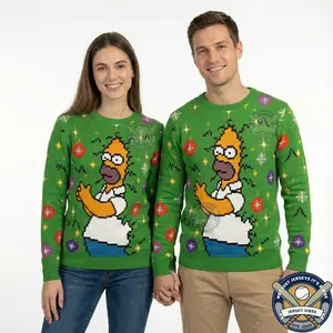 Funny Pixel Holiday Bush Hide Ugly Christmas Sweater, Green Festive Knit Style Sweatshirt, Cozy Unisex Winter Pullover, Cartoon Yellow Dad Meme Design, Warm Soft Fabric, Perfect Xmas Party Outfit & Gift