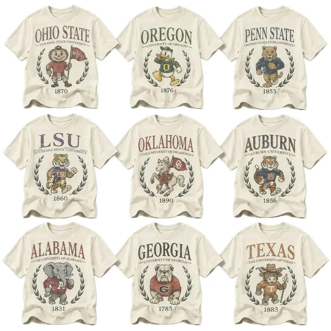 [FREE SHIP] Vintage College Football Mascot T-Shirt White Retro Tee