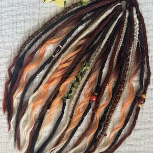 Calico Partial Set Dreadlock Extensions - Mix of braids curls and dreadlocks