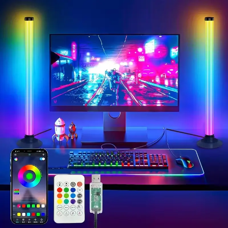 2-Pack RGB LED Light Strip, App-Controlled with Music Sync, Dimmable Color-Changing USB Led Lights for TV, Gaming Room Decor, Backlight Mood Lights, Color-Adjustable Mood Lights, Colorful Led Light, Usb Powered Lighting