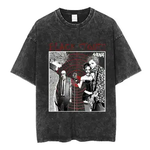 valentine shirts  Japanese hot Anime Nana Osaki Japanese retro washed T-shirt T-shirts Washed8 Vintage Loose Oversized Unisex hot product Classic