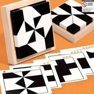 Wooden Geometric Puzzle Toy, 1 Box Hidden Puzzle Building Blocks, Montessori Puzzles Gift, Early Education Logical Thinking Training Toy, Educational Toy for Kids