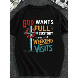 God Wants Full Custody Graphic T-Shirt, Christian Faith Outfit for Him Her, Comfort Cotton Top, Perfect Easter Gift, Church Group Present, Oversized Style, Funny Religious Tee