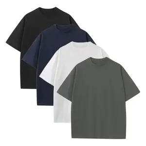Men’s casual street-style T-shirt set, 4 pieces, pure cotton fabric, soft touch, loose fit, suitable for summer and everyday wear. Korean fashion set, multiple colors.