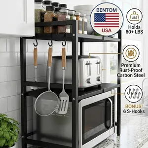 Kitchen Countertop Organizer Rack, Adjustable Microwave & Oven Stand, Multi-Layer Storage Shelf for Rice Cooker, Multi-Functional, Space-Saving, Sturdy, No Tools Needed, Essential Home Kitchen Supplies