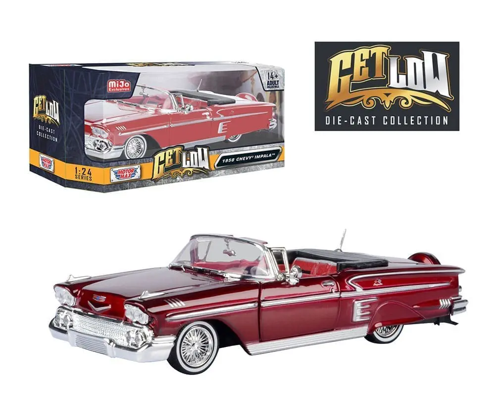 Motormax 1:24 1958 Chevrolet Impala Convertible Lowrider Get Low Diecast Model Car