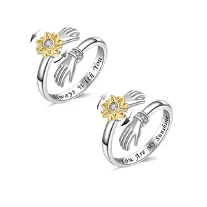 Worry Ring Hand-Hug Sunflower Spinner, Always With You & You Are My Sunshine Series
