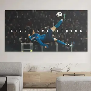 Cristiano Ronaldo Bicycle Kick Poster Wall Art Inspirational Football Poster Print Unframed Print Give Everything Motivational Soccer Room Decor