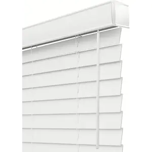 Faux Wood Blinds , Window Blinds , Wood Blinds , Window Shades , Window Treatments , Blinds & Shades , Window Shades For Home Basic White , 12"W X 84"