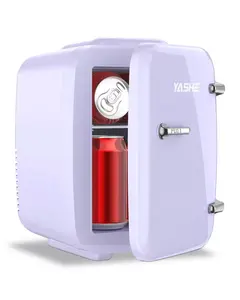 YASHE Mini Fridge, 4 Liter Makeup Fridge, 110V AC/ 12V DC Thermoelectric Cooler and Warmer Small Fridge for Bedroom, Drink, Dorm, Car, Purple