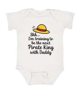I'm Training to be the next Pirate King with Daddy Onesie, Funny Anime Baby Onesie, Anime Baby Bodysuit, Newborn Bodysuit