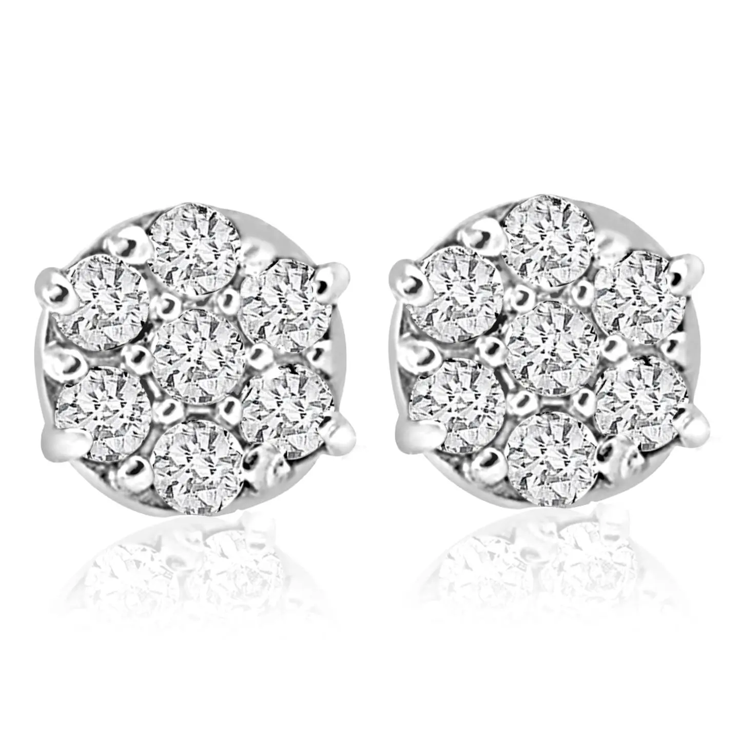 1/4cttw Diamond Cluster Womens Studs in 10k White Gold 1/4cttw Diamond Cluster Womens Studs in 10k White Gold