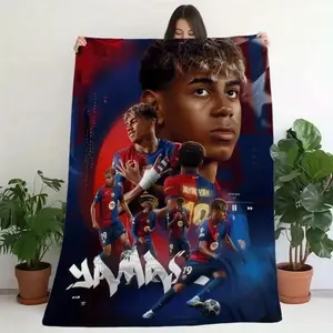 Lamine Yamal Vintage Style Blanket Ultra Soft Flannel Microfiber Cozy Warm Multifunctional Bedroom Couch Sofa Office Camping Travel Throw Decor Decorative Throw Perfect Birthday Gift Christmas Gift for Soccer Fans Teens Adults Football Player Style
