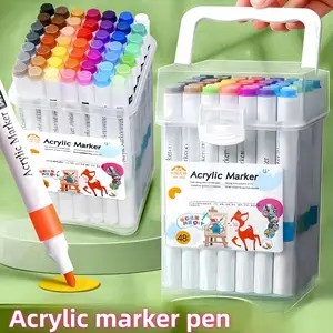 Acrylic Marker Set, 24/48 Colors, Washable Multi-Purpose Markers for Painting, Coloring, Crafts & DIY Projects, Professional Art Supplies 120/80/60/36 Colors Christmas gifts, Acrylic Painting Pen