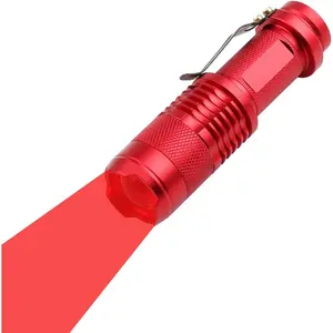 Single Mode Red LED Flashlight, Mini Red Flashlight LED, High Power LED 1 Mode Red Light Flashlight Red Light  for Astronomy, Aviation, Night Observation