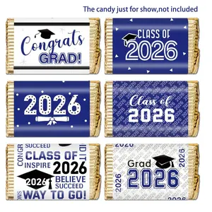 5sheets/30pcs 2026 Graduation Season Chocolate&candy Wrapper Stickers, Grad Cap Design Candy Wrapper Stickers, Perfect for Congrats Grad, party supplies, Food Stickers, Self Adhesive Stickers, Self Adhesive Labels