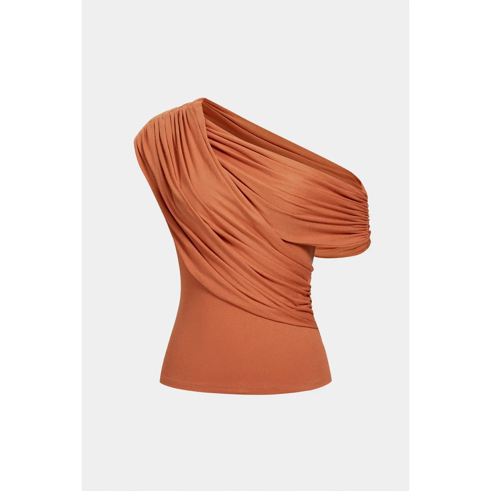 One Shoulder Ruched Asymmetrical Tank Top