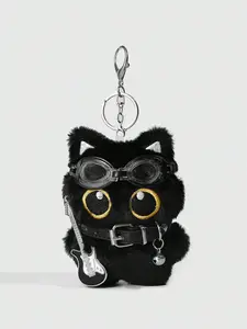 Adorable Pilot Cat Doll Bag Charm, Punk Rock Necklace Decoration, 3D Keychain Animal Gift for Birthdays and Holidays, Bag Pendant Keychain, Keychain For Bags, Cute Keychain Accessory