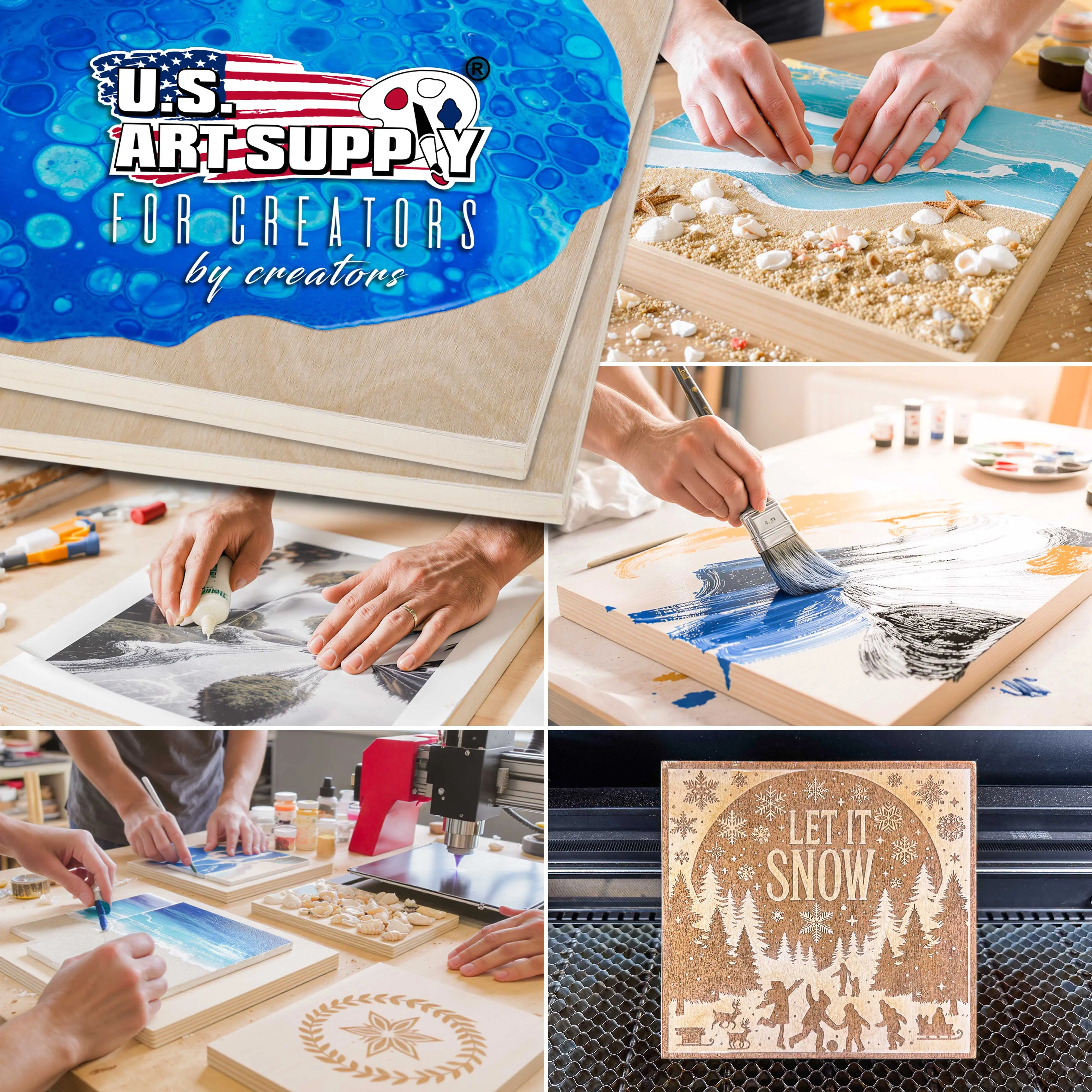 Unfinished Cradled Wood Panels for Painting, 2 Pack of 14x18 inch - Gallery Birch Wooden Canvas Boards 1-1/2" Deep - Mixed-Media Craft, Acrylic, Oil, Encaustic, Paint Pouring