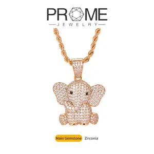 (CN013)Cute Elephant Cubic Zirconia Pendant Necklace(20Inches) Animal Element, Sparkling Charm, Ideal Jewelry Gift for Women’s Daily Wear,Everyday Wear