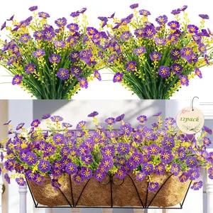 12 Artificial Plum Blossoms, UV and Rain Resistant, Low Maintenance, Ideal for Courtyard Balcony, Window Box Decor, Wedding Party Flowers