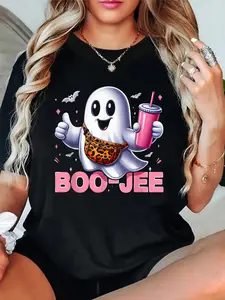 Boo-Jee Spooky Ghost Pink Halloween Pumpkins Ghost T-Shirt women's graphic tees