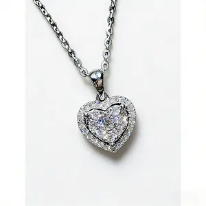 Elegant Heart Pendant Necklace with Rhinestone for Women, Delicate Dainty Jewelry, Fashion Accessory & Perfect Gift for Women & Girls