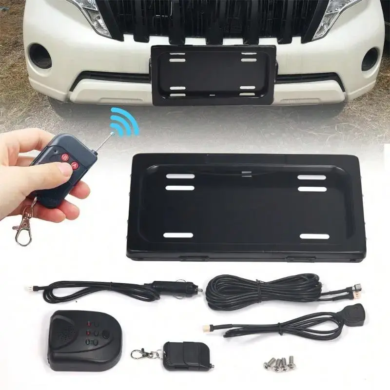 Motorized Electric License Plate Flip Frame - U.S. Spec Automotive License Plate Protector, Enhanced Security Anti-Theft Holder with Stealth Mode, Durable ABS (Acrylonitrile Butadiene Styrene) & Aluminum for Tesla/EVs