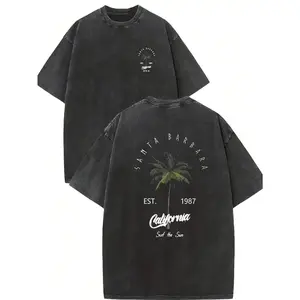 valentine shirts Men's  California Style Cotton T-Shirt-"Est.1989" Coconut Tree Design, Short Sleeves, Round Neck, Casual Summer Clothes, Machine Washable, Summer Casual Clothes | TiedyeT T-Shirt Back Design,  T-Shirt. Retro Washed charm fishing shirt men