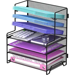 7-Tier Desk File Organizer, Letter Tray Paper Organizer, Metal Desktop Organizers and Accessories for Study and Workspace, for Home Office, Black