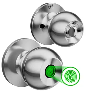 GHome Smart Door Knob Fingerprint Door Lock Rechargeable Smart Lock Electronic Biometric Door Lock for Bedroom, App Control, Suitable for Bedroom Home, Offices, Garages, Hotels, Apartments