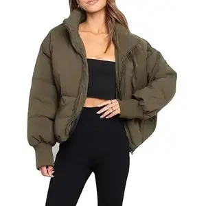 Women��s Winter Cropped Puffer Jacket Coat Short Warm Quilted Jacket 2025