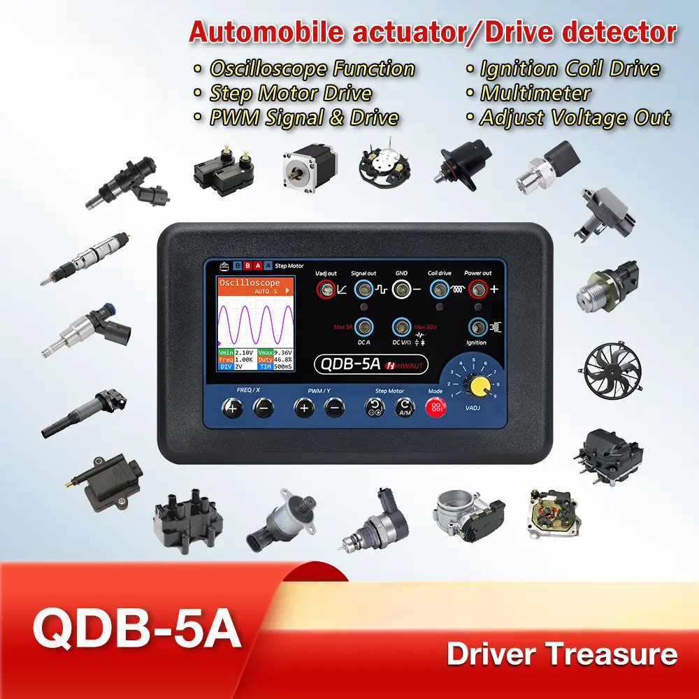 Automotive Actuator Detector QDB-5A, All-in-One Auto Diagnostic Tool, Oscilloscope + DMM Multimeter, Adjustable Voltage Output for Car Repair Shop