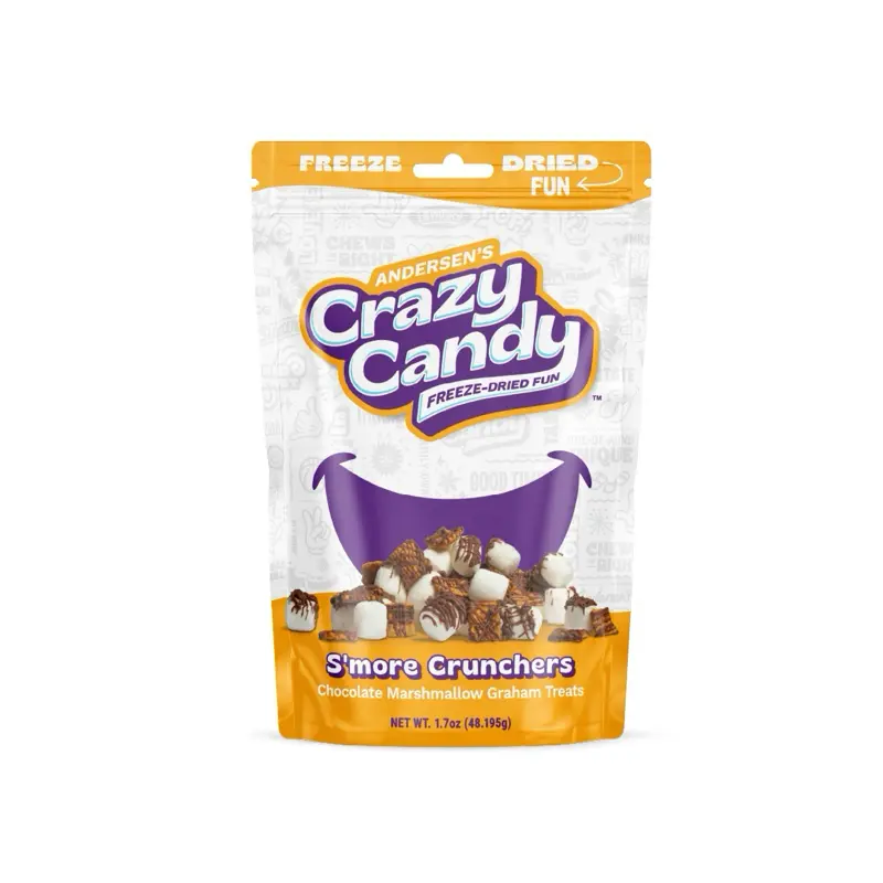 Andersen's Crazy Candy Freeze-Dried S'mores Crunchers Chocolate Marshmallow Graham Treats 1.7oz Snacker
