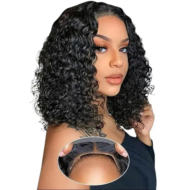 Glueless 5x5 Wig Deep Wave Human Hair Wig 5x5 Transparent Lace Frontal Wigs Glueless Wigs Wear And Go Pre Plucked Natural Look Easy Wear Curly Wigs