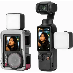 Pocket 3  Fill Light Accessories, 6500K Adjustable Video Light with Quick - Release Cold Shoe Base, Compatible with DJI  Action 5 Pro/4/3 Camera Cage Attachment, Black