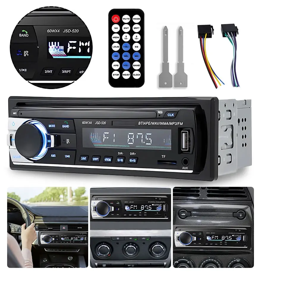 In-Dash Upgrade Car Radio Stereo System - Automotive Stereo with Bluetooth Hands-Free Calls, 18 Preset FM Stations, SD/USB/MP3 Playback, Aux Input - Car Audio Accessories, Car Media Player, Single Din Car Stereos