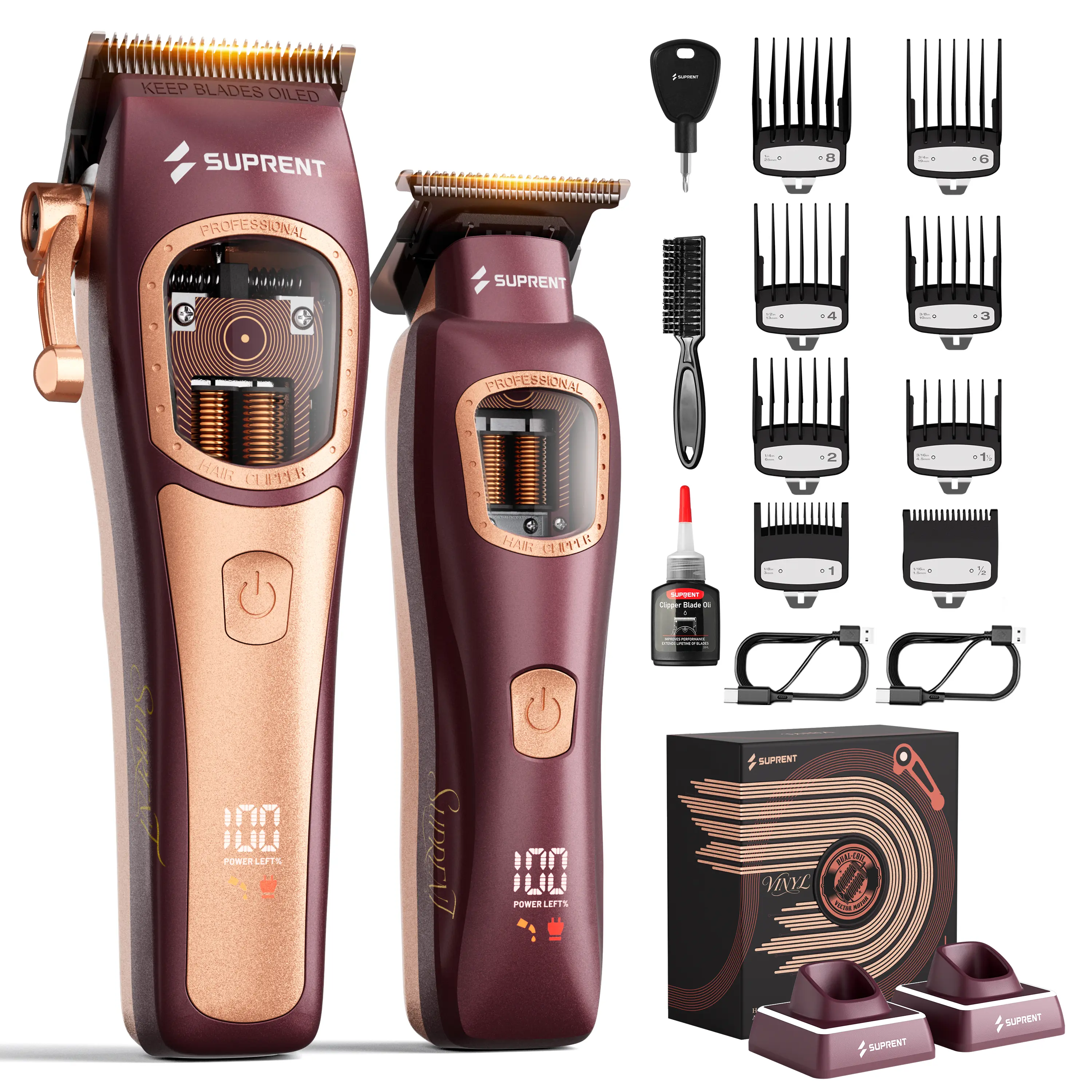 SUPRENT Professional Barber Clippers - Intelligent 8700RPM - 11000RPM Vector Motor Hair Cutting kit, Zero-Gapped Hair Clipper & Trimmer Kit tiktokshopbacktoschool