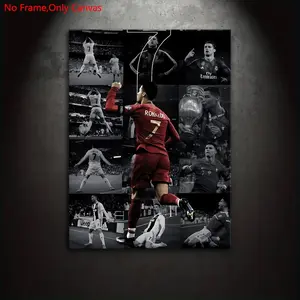 1 Piece/Set Frameless Canvas Painting Print Poster,Classic Realistic Collage Sports Pop Art,Legendary Player Cristiano Ronaldo,Ideal Gift for Football, Soccer Fans,Bedroom,Study,Office,Living Room,Mural,Wall Decoration,Room Decor