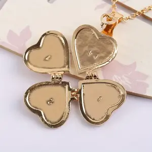 Copper Retro Three-Dimensional Heart-Shaped Multi-Layer Photo Frame Necklace - DIY Handmade Tangle Necklace, Fashion Jewelry for Tangle Bends sofia the first necklace chain necklace men dl mya necklace myah necklace myah lh necklace safety chain