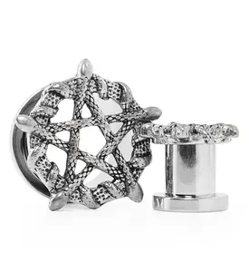 Snake Pentagram Stainless Steel Tunnel Plugs