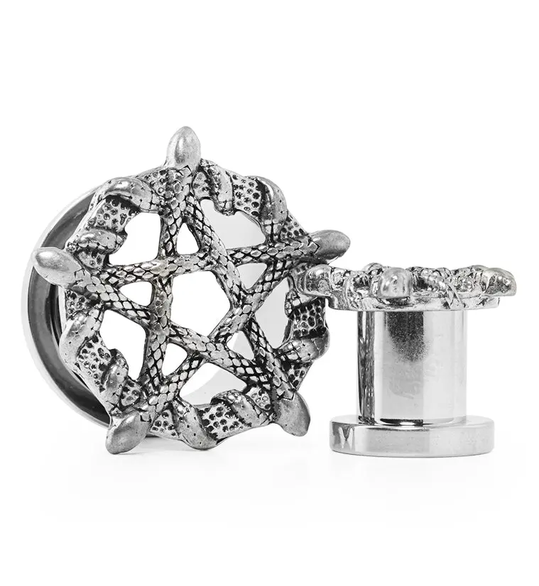Snake Pentagram Stainless Steel Tunnel Plugs