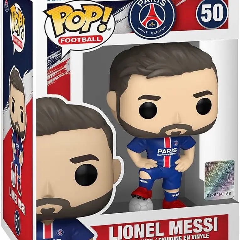 Funko Pop! Football - Paris Saint-Germain Lionel Messi Vinyl Figure, Durable High-Quality Collectible with PSG Navy Detail, Messi in Action Piece for Football Fans, New