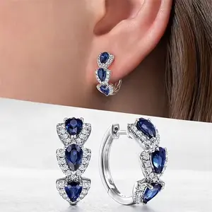 Women’s earrings — Klein blue elegant socialite teardrop hoop earrings, classic high quality; women’s jewelry—perfect gifts for Valentine’s Day, Christmas, and Mother’s Day.