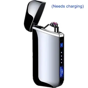 (Needs charging) Electronic lighter, windproof, with LED power indicator, made of metal, suitable for everyday use such as candles, camping, kitchen, and barbecue. A unique gift for men and women.