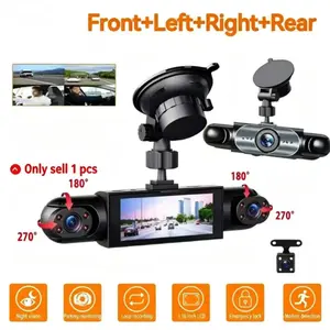4K 1080P 4-Channel Dash Cam, Front Rear Interior Triple Lens, 3.16'' IPS Display, 64GB SD Card, Parking Mode, G-Sensor, Night Vision