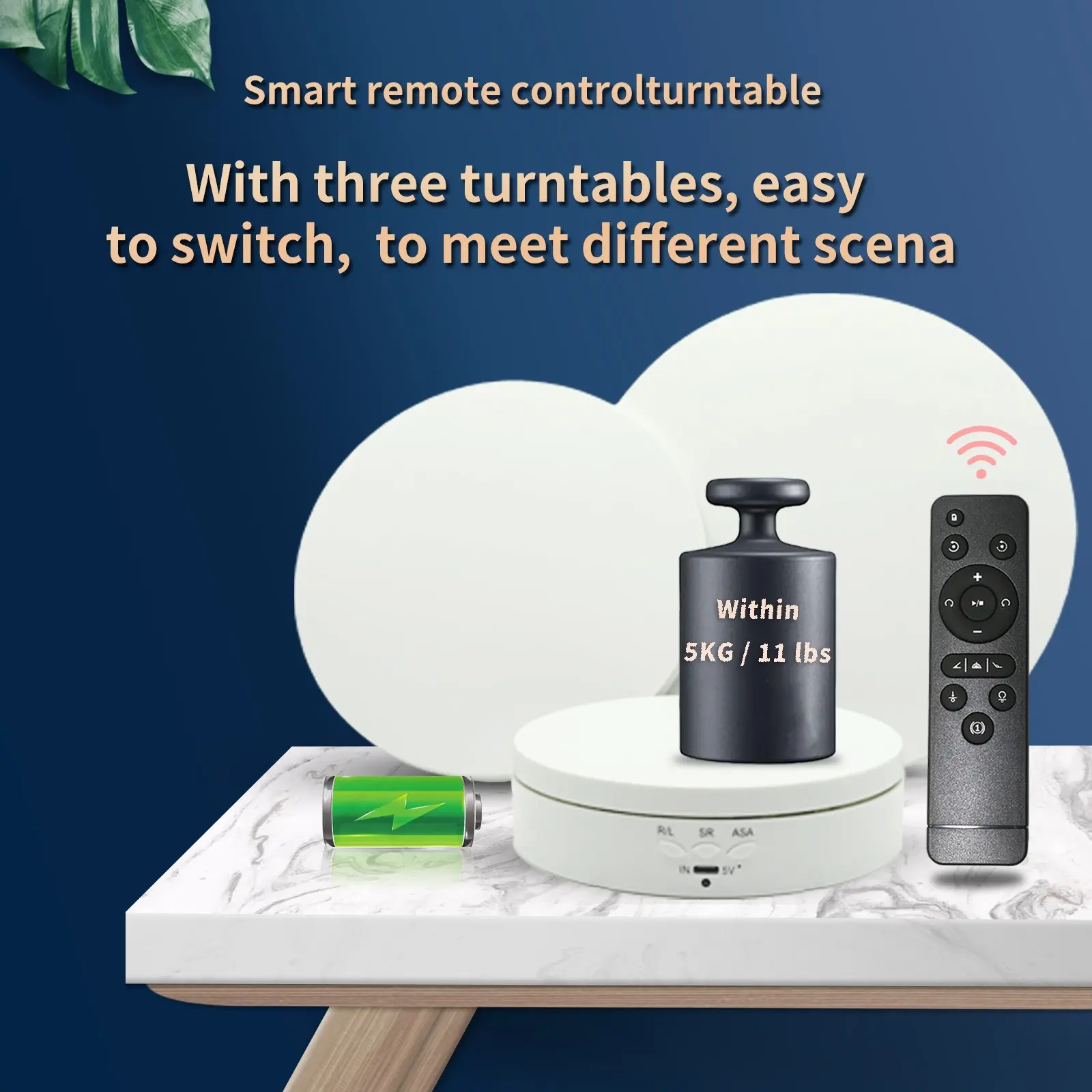 Remote Control Electric Turntable, Rechargeable 360-Degree Shooting Turntable with 3 Display Trays, Camera Accessories for Video/Live Product Show, Rotating Stand, Electronic Gadgets, Live Streaming Accessory, Vlog Stand