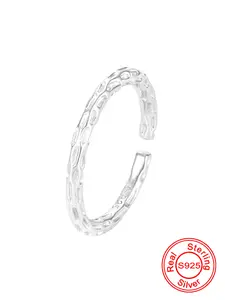 S925 Sterling Silver Cuff Ring, Adjustable Open Ring for Women, Elegant Ring, Statement Rings, Fashion Jewelry for Party, Daily Decor, Trendy All-match & Exquisite Jewelry for Birthday Gift