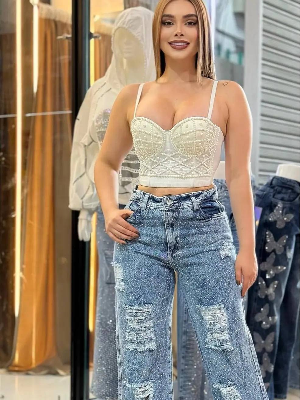 CORSET PERLAS BLANCO Elegant Beaded Corset in Pure White for Stylish Outfits
